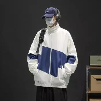 Осенняя куртка Куртка Мужская повседневная куртка Пара Свободная универсальная куртка M белый