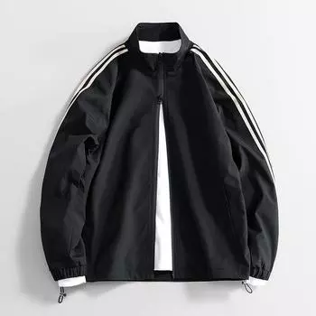 Осенняя куртка куртка мужская повседневная куртка пара модная брендовая свободная универсальная куртка M чёрный