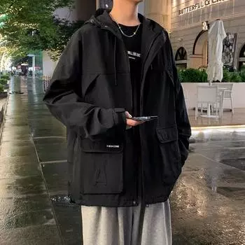 Осенняя куртка Куртка Мужская повседневная куртка Пара Свободная универсальная куртка M чёрный