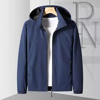 Осенняя куртка мужская со съемным капюшоном большого размера, повседневная ветровка M