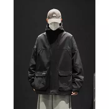 Осенняя куртка с капюшоном, куртка с плечами, молодежная модная тенденция, японская куртка M