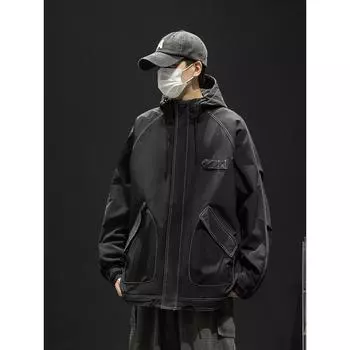 Осенняя куртка с капюшоном на плечах M