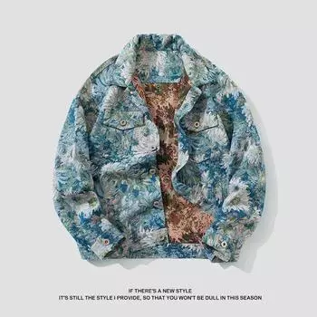 Осенняя куртка в американском ретро-стиле с вышивкой и жаккардом, мужская свободная и универсальная куртка XXXL