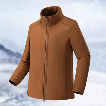 Осенняя легкая куртка из гранулированного бархата с воротником-стойкой из мягкой ткани, модная теплая куртка для мужчин и женщин, парное пальто, ветрозащитное водонепроницаемое для улицы M бежевый