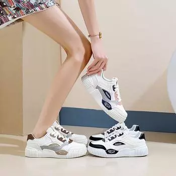 Осенняя легкая обувь Новые Ins Женские студенческие спортивные туфли с подъёмным дном Повседневная обувь Мода 35