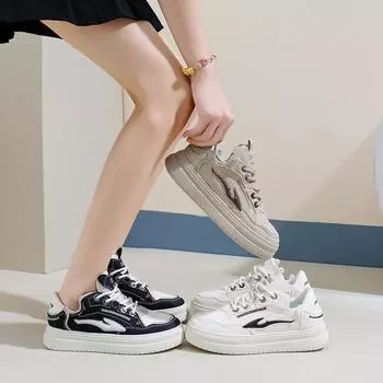 Осенняя легкая обувь Новые Ins Женские студенческие спортивные туфли с подъёмным дном Повседневная обувь Мода 35 бежевый
