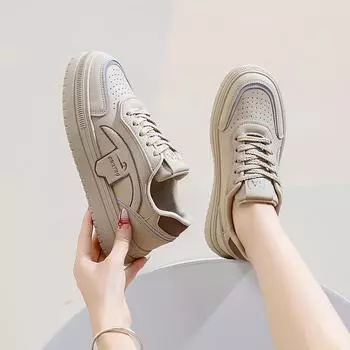Осенняя легкая обувь Новые Ins Женские студенческие спортивные туфли с подъёмным дном Повседневная обувь Мода 35 бежевый