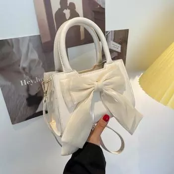 Осенняя маленькая женская сумка-бантик 2024 года, новая модная иностранная сумка-мессенджер на одно плечо, свежая и простая белый