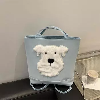 Осенняя милая мультяшная плюшевая сумка с изображением щенка для женщин 2024 года, новая модная нишевая женская сумка высокого класса чёрный
