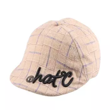 Осенняя Мода Детские Шляпы Клетчатый Дизайн Ретро Детская Берет Random letters