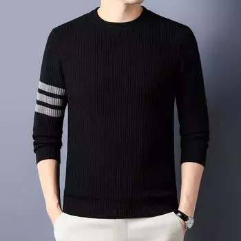 Осенняя мода для мужчин молодого и среднего возраста, длинный рукав, круглый вырез, свитер, нижняя часть рубашки, молодежная мода, свитер, мужская одежда M