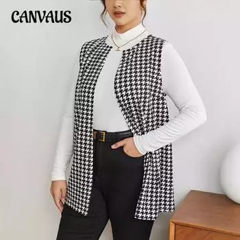 Осенняя мода для женщин больших размеров, жилет в клетку Thousand Bird 0XL белый