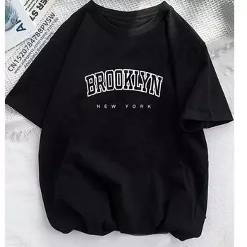 Осенняя мода для женщин Brooklyn Letter Print T Shirt Girl Graphic Harajuku 2023 Streewear Clothes Causal Female Y2K Tops Tee XXL