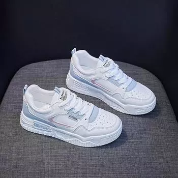 Осенняя мода Новые кроссовки для спорта на открытом воздухе Плоские повседневные белые туфли Женская обувь 35 синий/белый