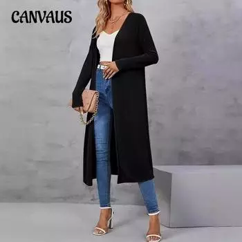 Осенняя мода однотонный длинный рукав кардиган женская куртка больших размеров 0XL чёрный