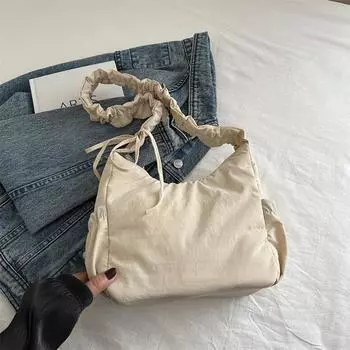 Осенняя мода плиссированный дизайн нейлоновый материал косой Span сумка женская сумка модная универсальная простая сумка через плечо белый