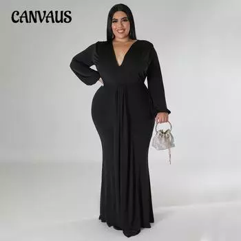 Осенняя мода плюс размер женское сексуальное нерегулярное платье с V-образным вырезом L чёрный