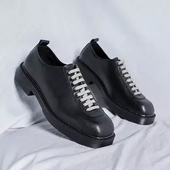 Осенняя мода повседневная кожаная обувь мужская британская деловая мужская обувь новая обувь в гонконгском стиле 2019-R 38 чёрный