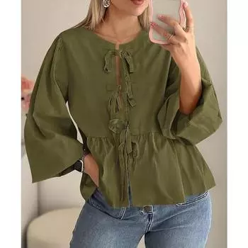 Осенняя мода повседневная рубашка с бретельками спереди и бретельками сверху женская одежда блузки и рубашки S белый