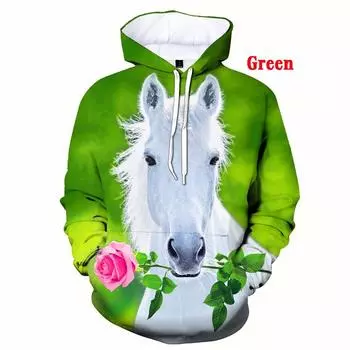 Осенняя мода животные лошади 3D печатные толстовки мужские и женские повседневные свитера мультфильм уличная одежда длинный рукав спортивный пуловер S