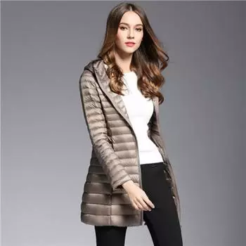Осенняя модная белая куртка на утином пуху женская корейская куртка с капюшоном плюс размер 4xl S армия зеленый