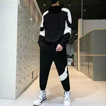 Осенняя модная повседневная куртка и брюки большого размера для активного отдыха с капюшоном XXXXL белый