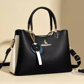 Осенняя модная простая женская сумка большой емкости контрастного цвета, многослойная, высококачественная сумка для мам, сумка для поездок на работу