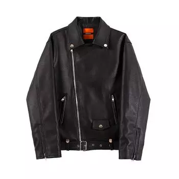 Осенняя молодежная мотоциклетная кожаная куртка, мужская модная красивая повседневная кожаная куртка, тонкая куртка в корейском стиле M