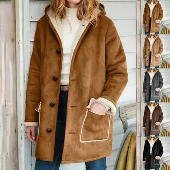 Осенняя мотоциклетная куртка, модная повседневная куртка с роговыми пуговицами и карманом, куртка с капюшоном L чёрный