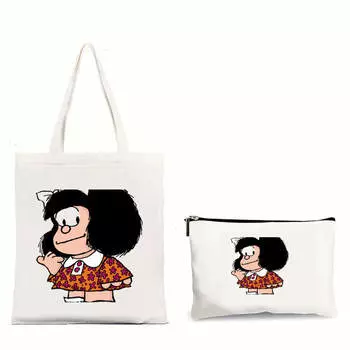 Осенняя мультяшная косметика Холщовые женские сумки-тоуты Сумка через плечо Сумка для покупок Многоразовые сумки