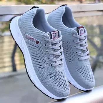 Осенняя мужская дышащая летающая тканая беговая и повседневная спортивная обувь 2024 года 43 чёрный