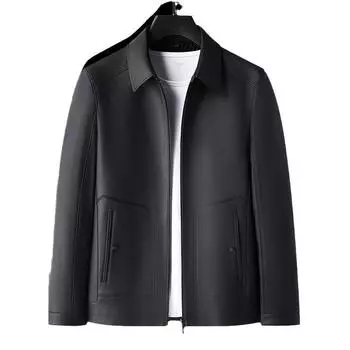 Осенняя мужская флисовая куртка из овчины с лацканами, кожаная куртка для папы, куртка M