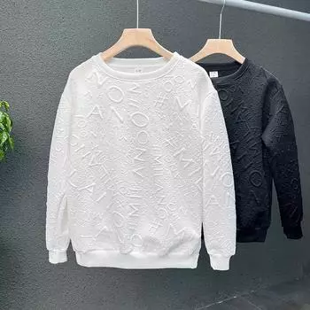 «Осенняя мужская флисовая толстовка в американском уличном стиле 2024 года — модный круглый вырез, универсальный» 3XL белый