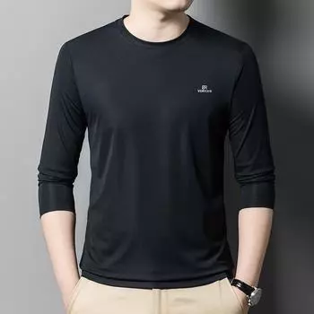 Осенняя мужская футболка без железа для делового отдыха и отдыха, модная универсальная футболка для папы молодых и средних лет M