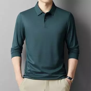 Осенняя мужская футболка с длинным рукавом, новая повседневная однотонная футболка с воротником-поло для молодежи и среднего возраста, дышащая мужская одежда, модная нижняя рубашка M