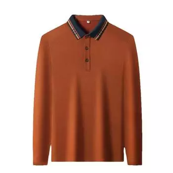 Осенняя мужская футболка с длинным рукавом, новая повседневная однотонная футболка с воротником-поло для молодежи и среднего возраста, дышащая мужская одежда, модная нижняя рубашка M