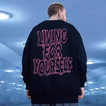 Осенняя мужская футболка с длинным рукавом с английским 3D-принтом, толстовки для мужчин, американский уличный стиль, свободная мужская одежда, пуловеры, топы S