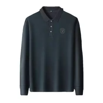 Осенняя мужская футболка с длинными рукавами и лацканами, новая модная повседневная дышащая свободная рубашка-поло для мужчин среднего возраста M