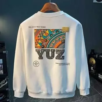 Осенняя мужская хлопковая толстовка, мужские футболки с длинным рукавом и принтом, высококачественная черная футболка с круглым вырезом, мужская одежда, пуловеры и футболки с длинными рукавами для мужчин S