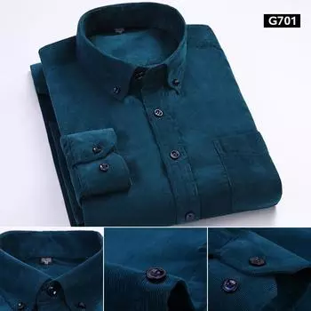 Осенняя мужская хлопковая вельветовая рубашка с длинными рукавами Мужская повседневная хлопковая рубашка больших размеров 46 красный