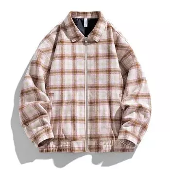 Осенняя мужская клетчатая куртка Мужская весенняя и осенняя мужская куртка Мужская весенняя и осенняя одежда в стиле Гонконга M