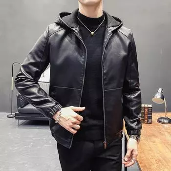 Осенняя мужская кожаная куртка, корейская версия, тонкая, модная и красивая куртка из искусственной кожи для мотоцикла, мягкая кожаная куртка, повседневная куртка M