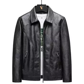 Осенняя мужская кожаная куртка с лацканами, корейская мужская кожаная куртка из искусственной кожи, кожаная куртка больших размеров, мужская 8XL чёрный