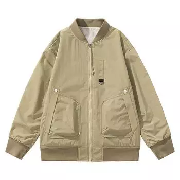 Осенняя мужская куртка бейсбольная куртка летная куртка свободная повседневная красивая большого размера инструменты M чёрный