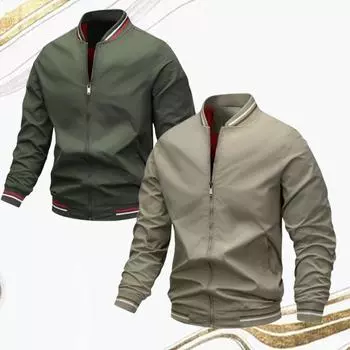 Осенняя мужская куртка-бомбер для гольфа, повседневная ветровка, куртка, пальто, высококачественная верхняя одежда, воротник-стойка, военная куртка M зелёный