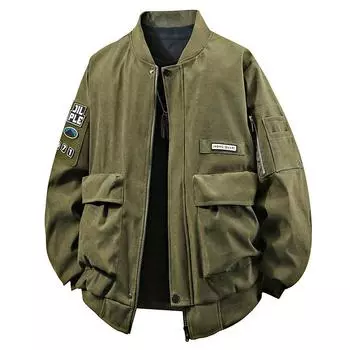 Осенняя мужская куртка-бомбер, повседневная мужская ветровка для активного отдыха, бейсбольные пальто, модная ретро-мужская хлопковая куртка Ma-1 Pilot, одежда M чёрный