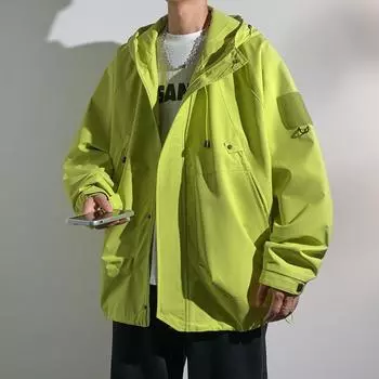 Осенняя мужская куртка, куртка, мужской походный костюм, студенческая куртка с несколькими сумками, водонепроницаемая куртка для активного отдыха M чёрный