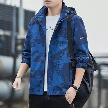 Осенняя мужская куртка Мужская повседневная уличная ветрозащитная водонепроницаемая куртка с капюшоном M