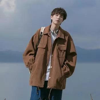 Осенняя мужская куртка в стиле панк, хип-хоп, ретро, ветровка, уличное пальто, верхняя одежда, унисекс, уличная одежда S коричневый