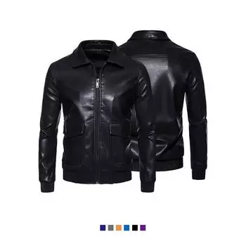 Осенняя мужская модная кожаная куртка Молодежная красивая тонкая мотоциклетная куртка Кожаная куртка мужская модная марка M